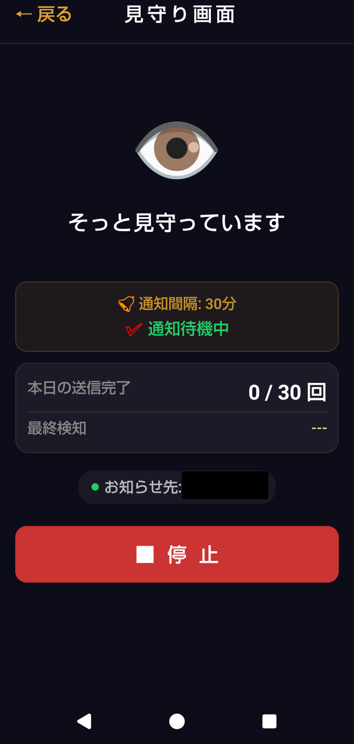 検知中画面
